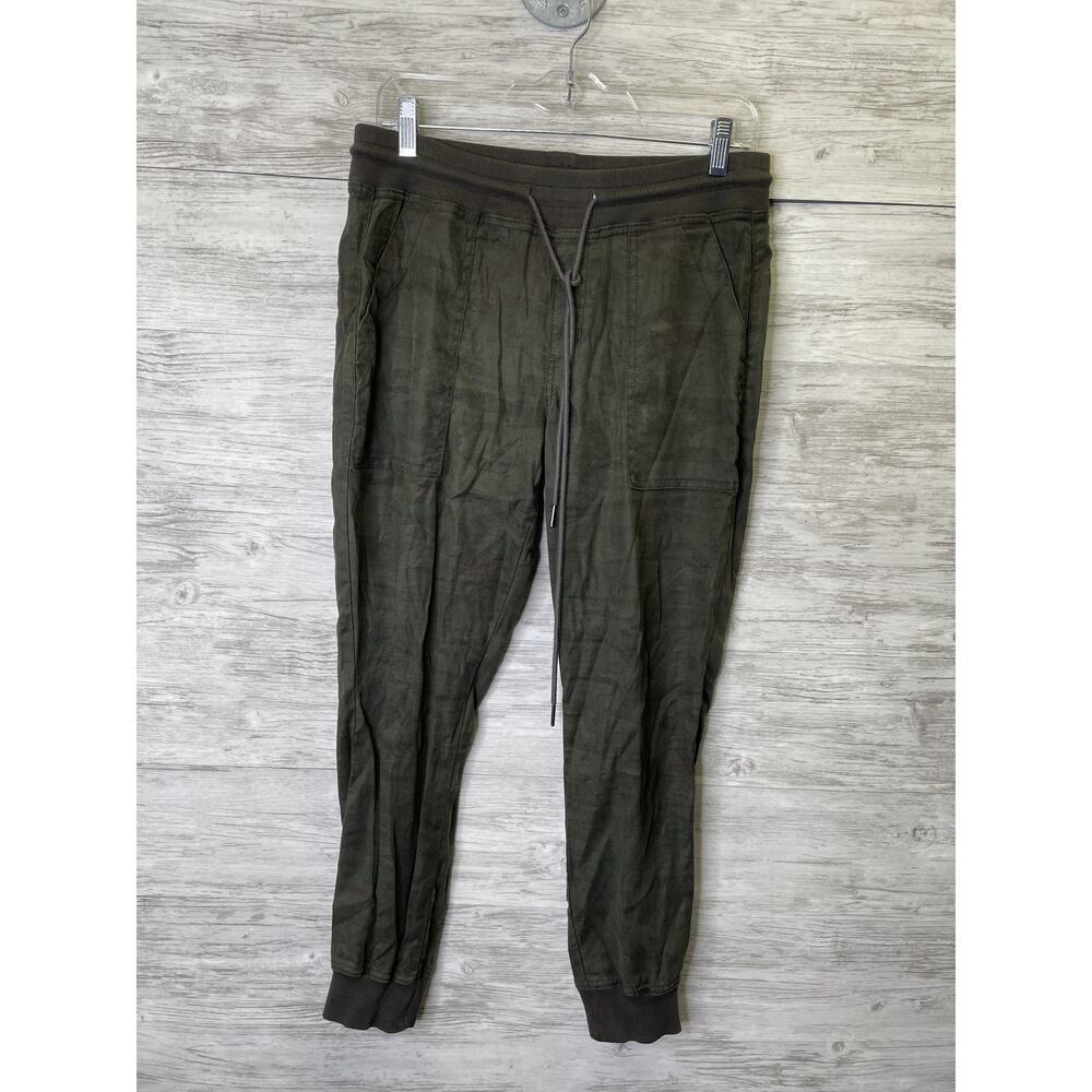 Level 99 Pants Womens Small Green Camo Linen‎ Blend Jogger Drawstring Pockets